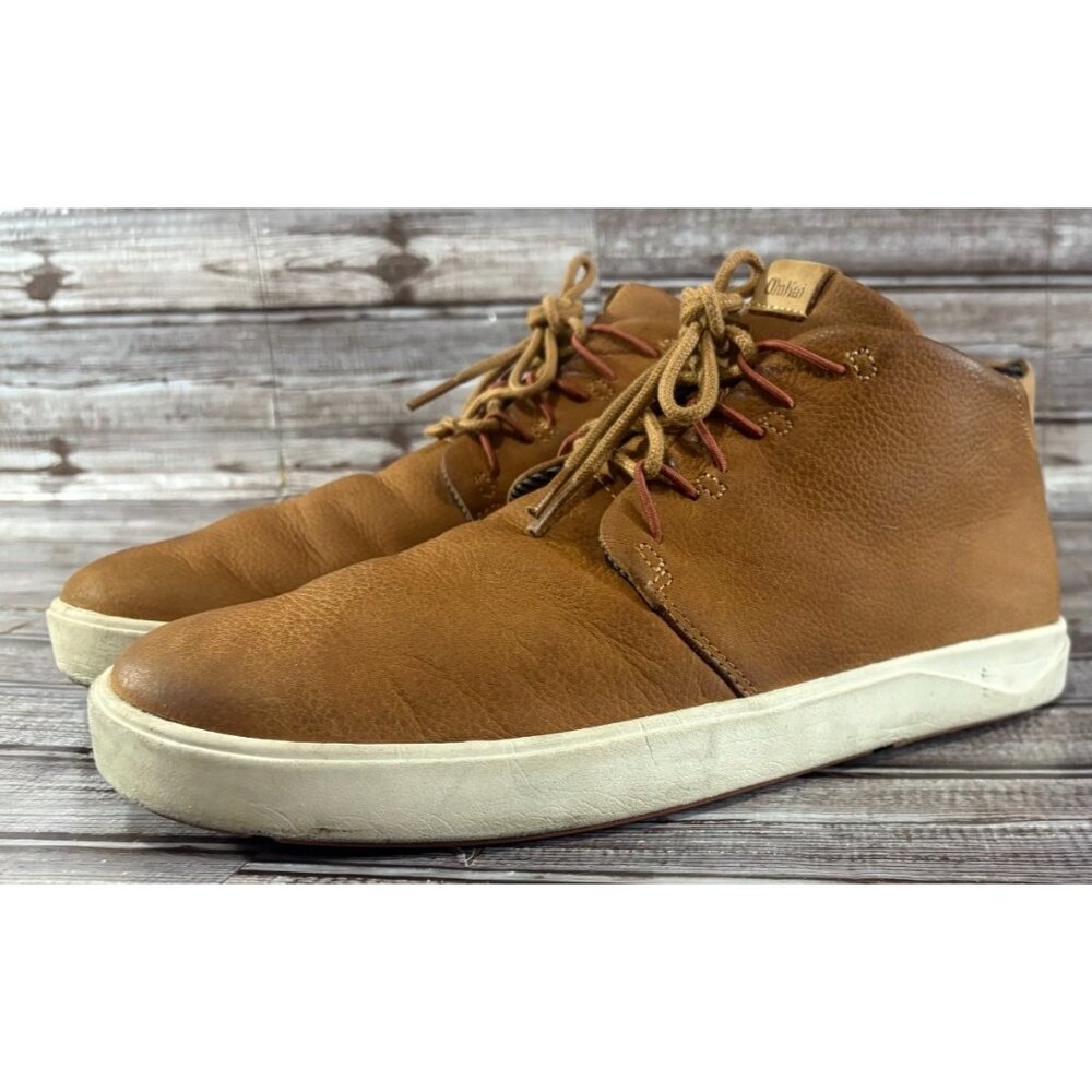 OluKai Nana Hele Leather Chukka Boot size 10 color brown